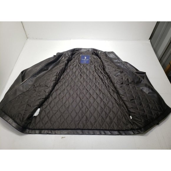 U. S. Polo Assn. Mens Faux Leather Jacket Quilted Lining Pockets Brown Size XL - Picture 7 of 15